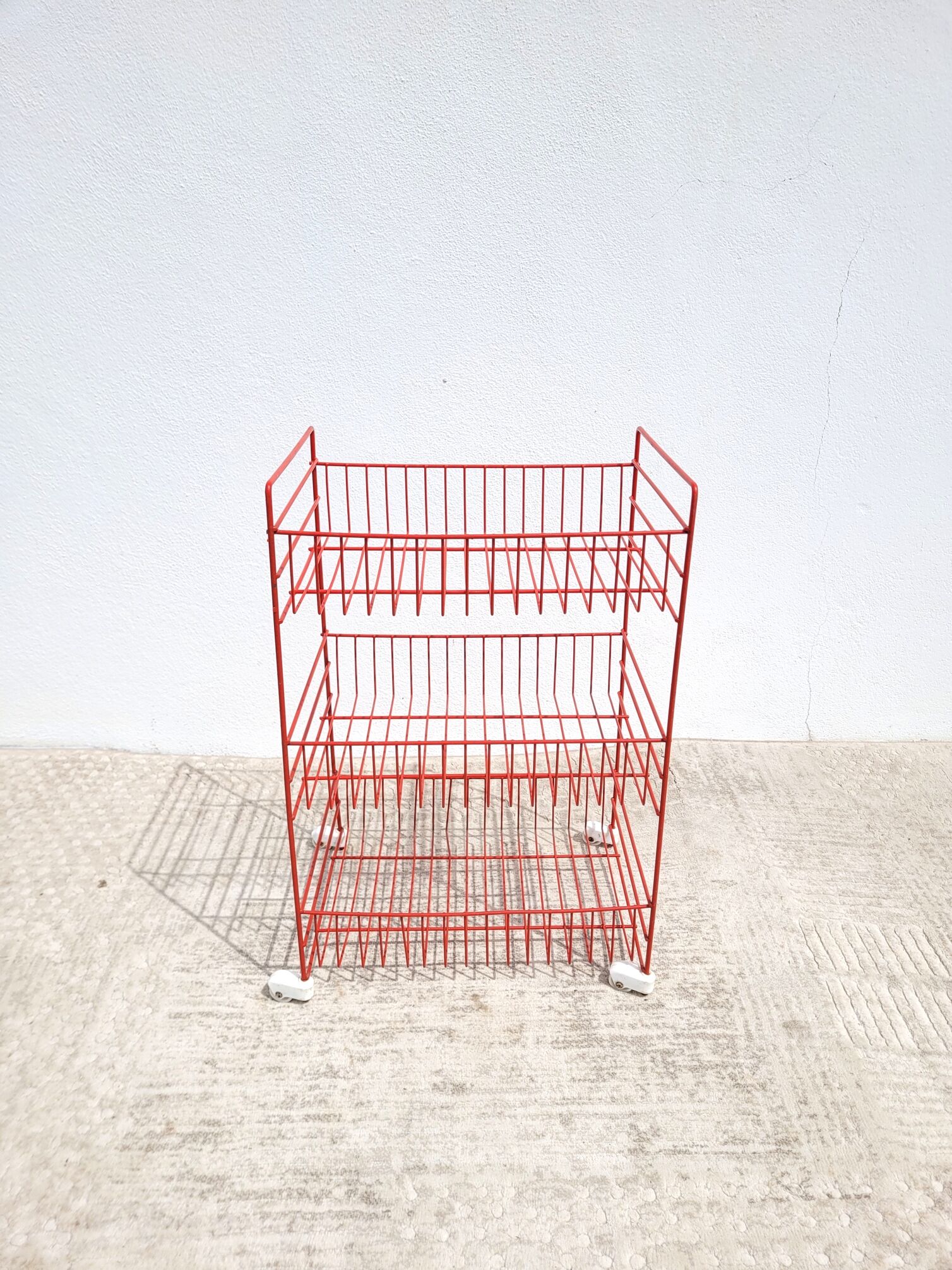 Dessert or small shelf with vintage wheels