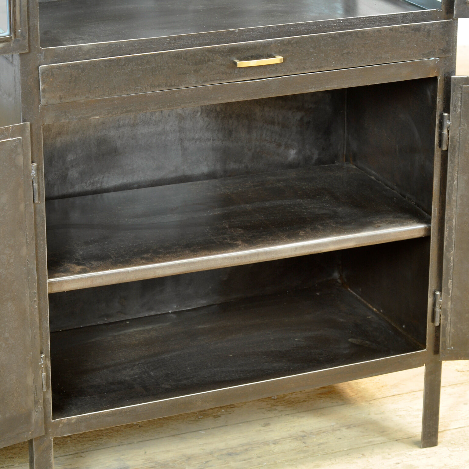 Polished iron medicine cabinet, 1950s