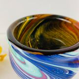 Coupe sur pied en verre multicouche à décor de forme libre Patrick Lepage