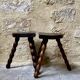 Turned wooden tripod stool x2