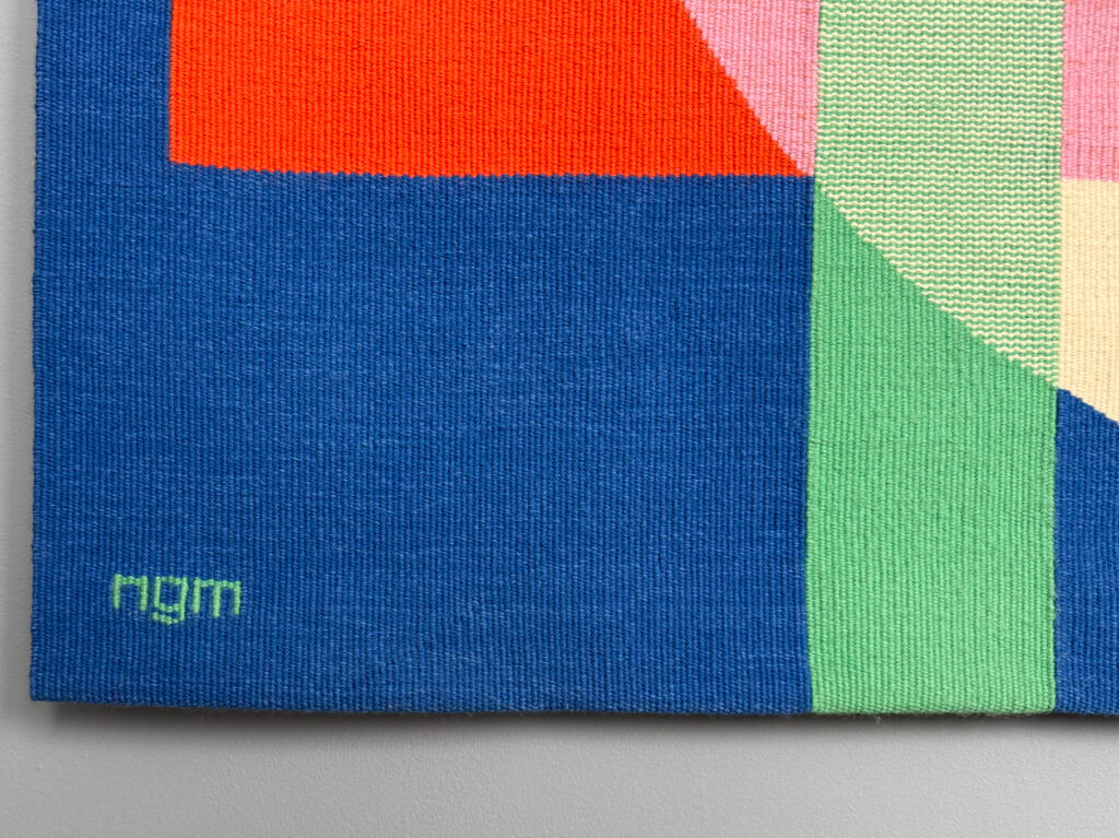 Wall hanging Bauhaus decor by Herbert Bayer for NGM, Germany, 1988. Title of the work: "White Circle over Structure"