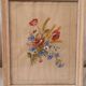 Old painting, gouache on paper, floral composition with cornflowers, poppies, wheat and chamomile