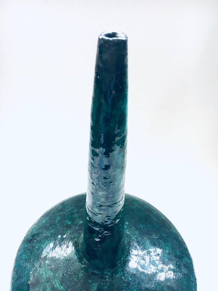 Handmade Art Pottery Ceramic Fluted Vase, Belgium, 1970s