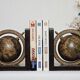 Pair of vintage world map bookends Italy