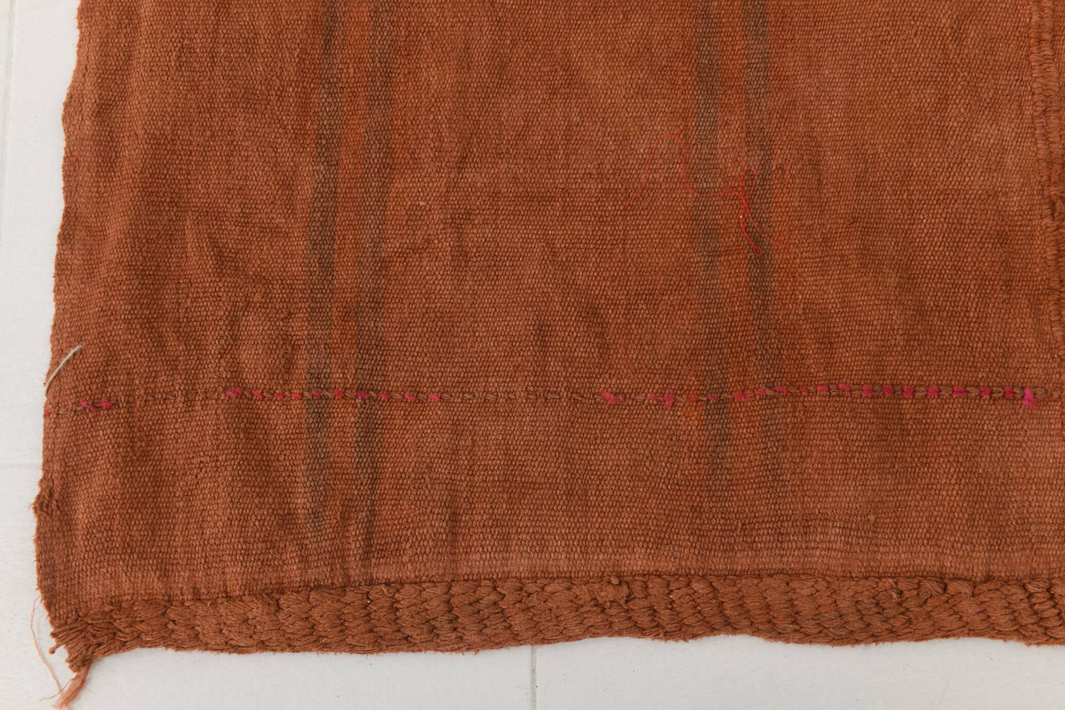 Terracotta Striped Modern Kilim Rug, 154x190Cm