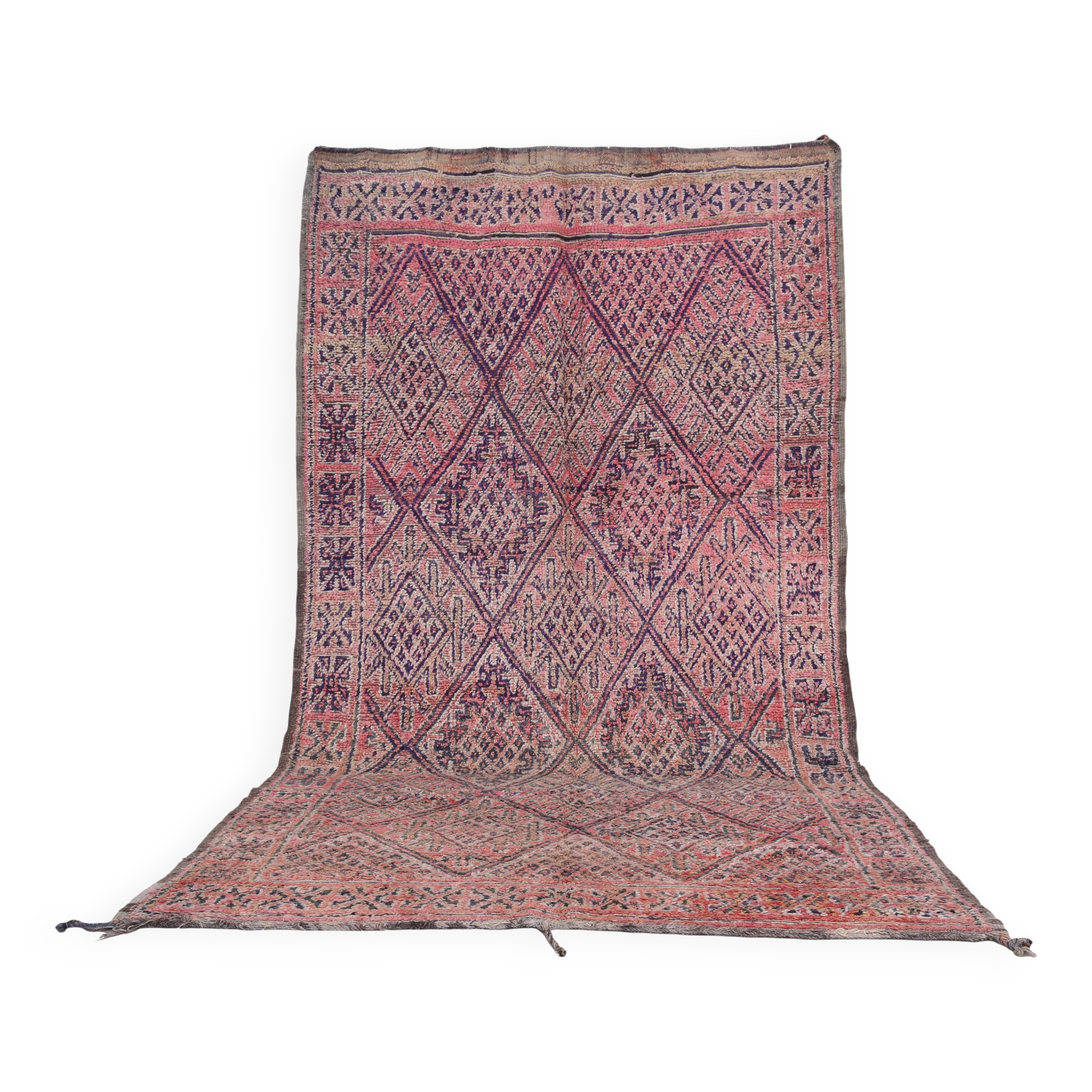 Pink Vintage Beni mguild Rug 185 x 348 cm - Berber Wool Rug - Moroccan Rug