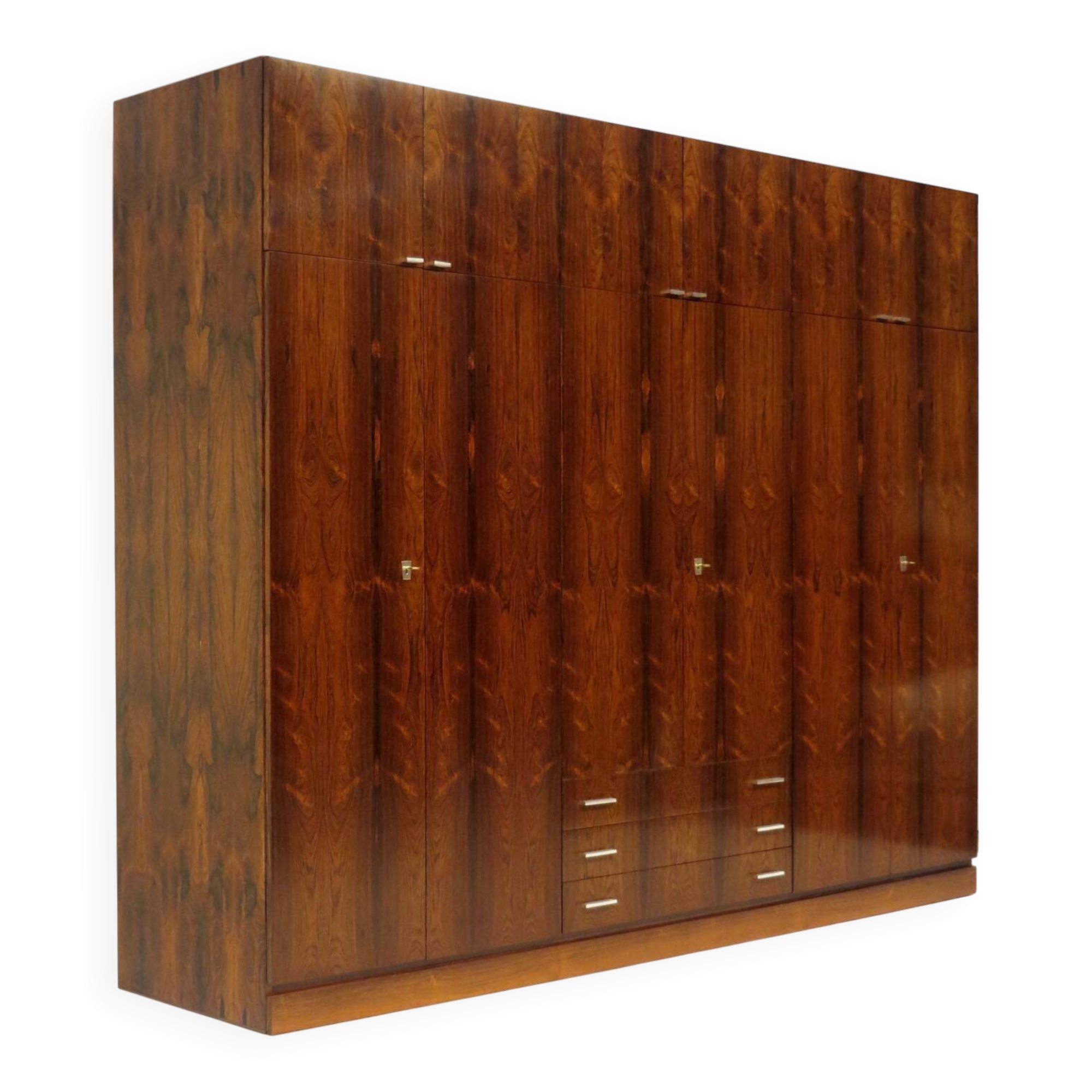 Large vintage mid century modern XL wardrobe with drawers in rosewood 1960s
