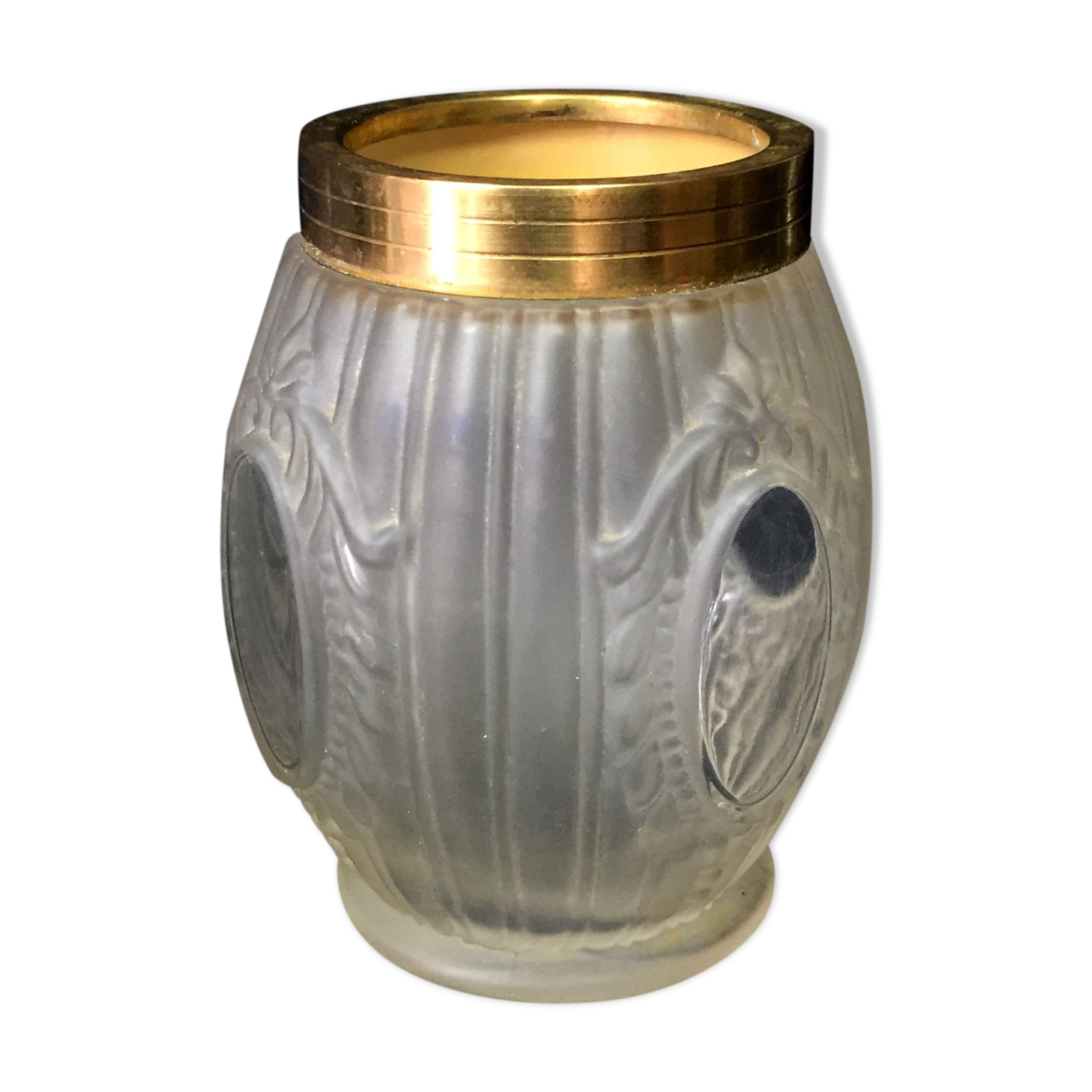 Old glass vase and Louis XVI-style brass ring