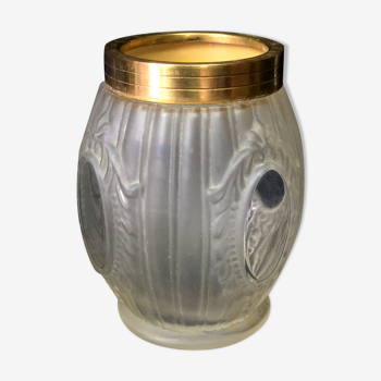 Vase ancien en verre et bague en laiton de style Louis XVI