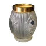 Vase ancien en verre et bague en laiton de style Louis XVI