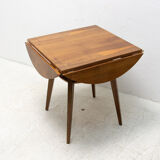 Folding walnut coffee table from the 1950s, Czechoslovakia