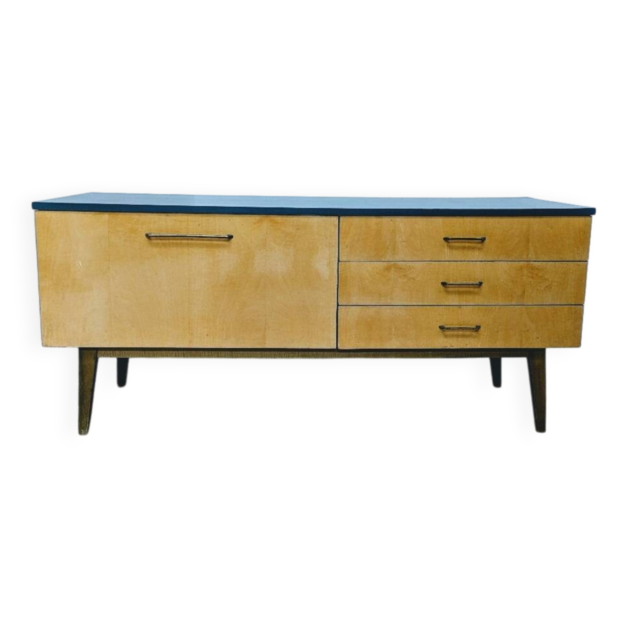 Enfilade meuble télé vintage en bois et bleu