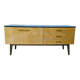 Enfilade meuble télé vintage en bois et bleu