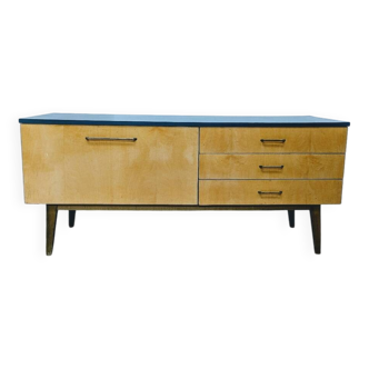 Vintage wooden and blue TV cabinet sideboard