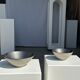 Duo of gray Indonesian ceramic bowls or salad bowls