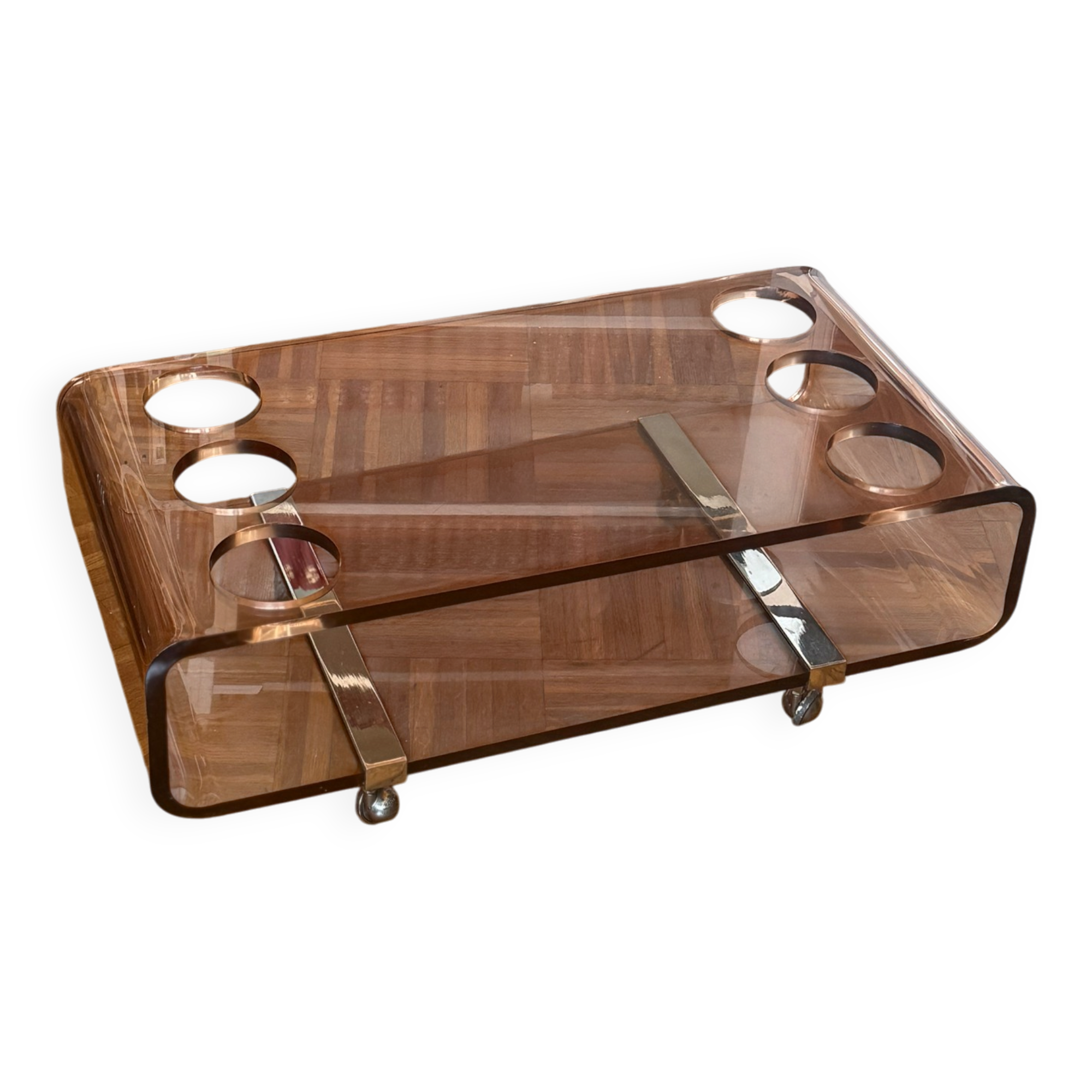 Coffee table / bar in Plexiglas by Michel Dumas