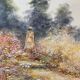 Animated landscape painting oil on canvas signed