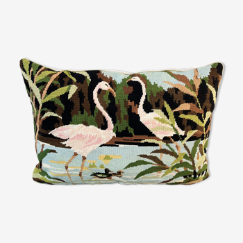 Canvas cushion "Pink flamingos"