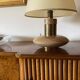 Hollywood regency pink granite and brass table lamp base, Italy 1970 ca.