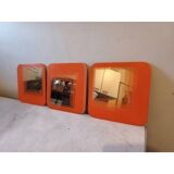3 vintage orange glass mirrors