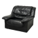 Vintage black leather lounge chair — low postmodern club chair from the space age.