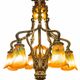 Large 8-light bronze chandelier, Art Nouveau, Nancy School – Around 1900