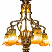Large 8-light bronze chandelier, Art Nouveau, Nancy School – Around 1900