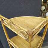 Vintage rattan corner shelf
