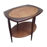 Coffee table 1900 walnut decoration carved with thistles