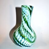 Murano? Modernist green filigree blown glass vase 1960