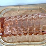 Vase 70s pink chiseled glass