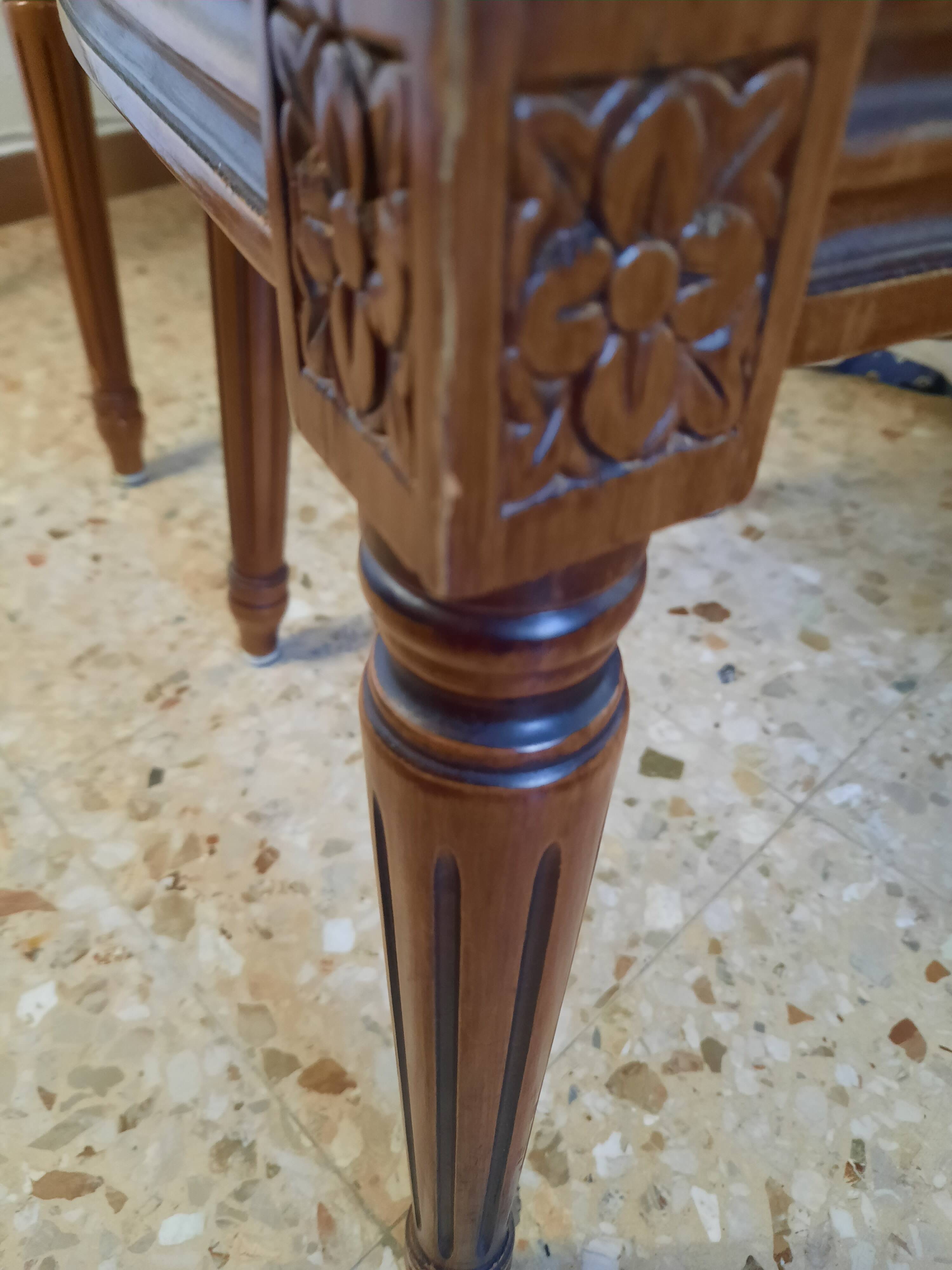 Pair of blue velvet medallion chairs