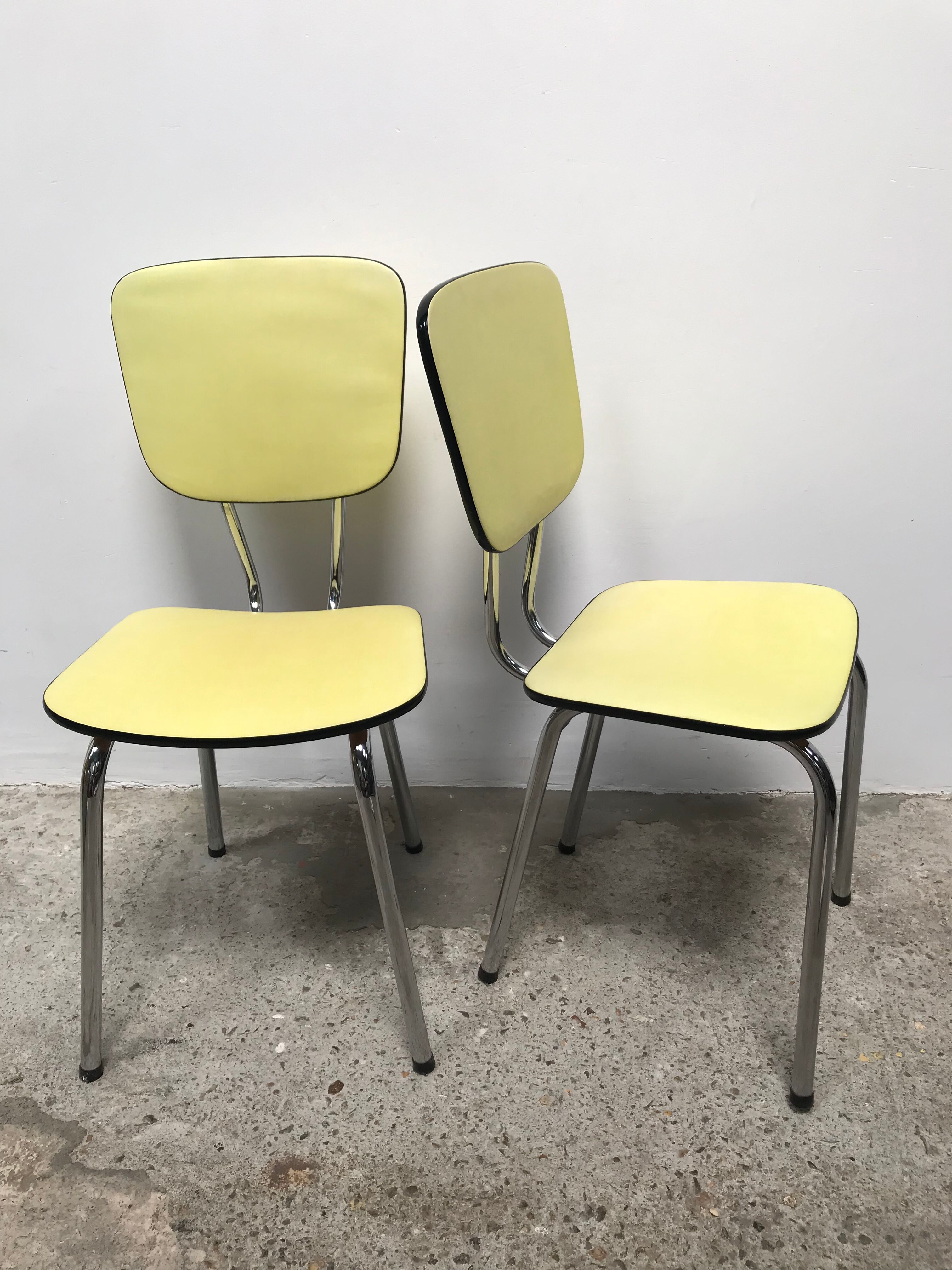 Pair of Formica textile chairs