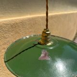 Vintage retro style enamelled sheet metal farmhouse pendant light