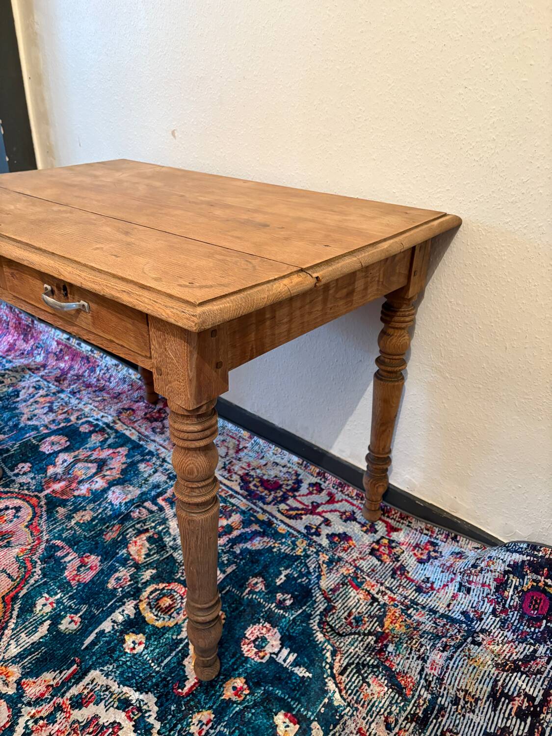 Raw wood farmhouse table