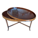 Table basse ovale en placage d’acajou