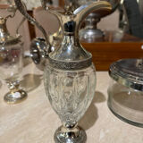 Silver-plated metal and crystal carafe