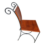 4 leather and wrought iron chairs
