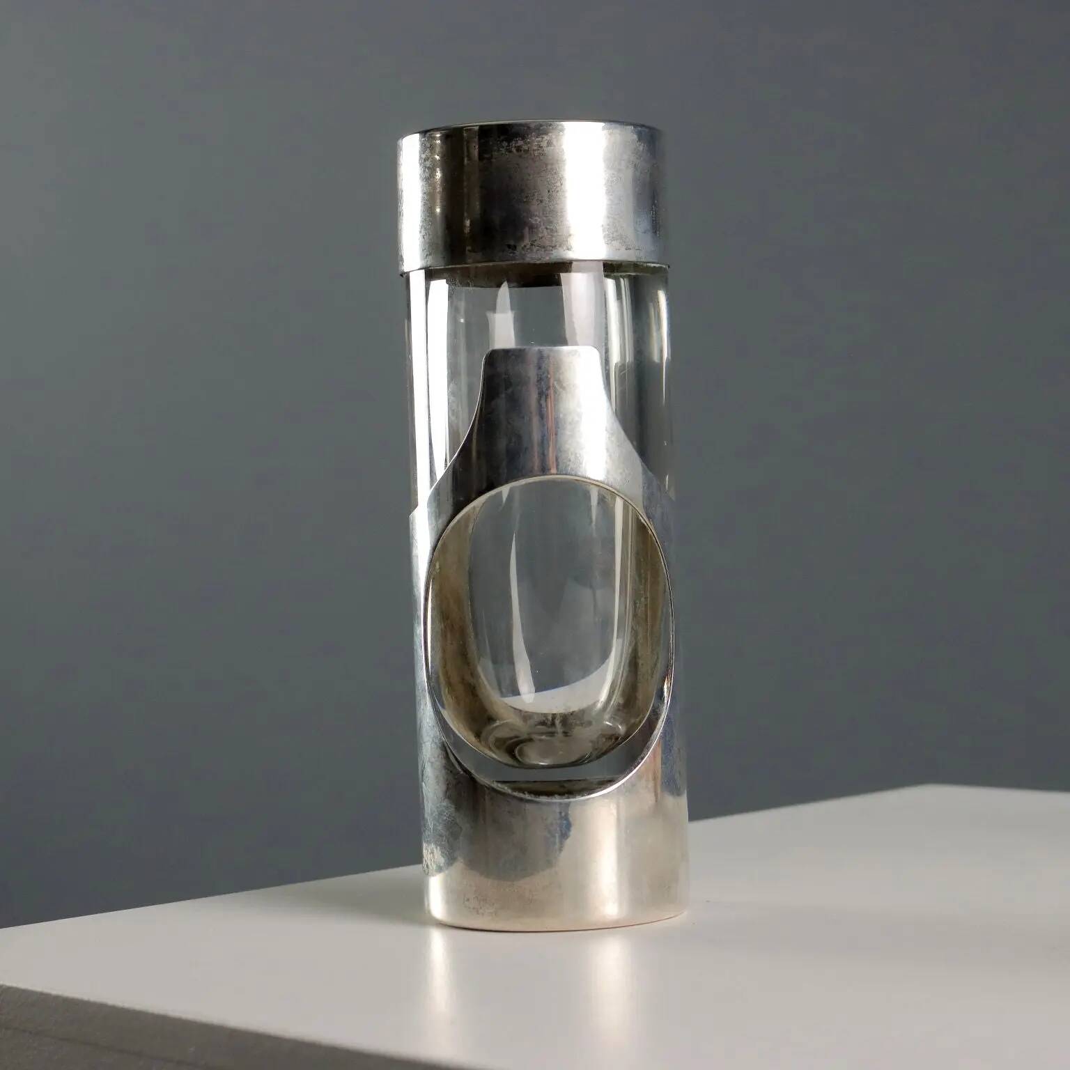 Vase vintage en verre argenté James Rivière, Italie, années 1970