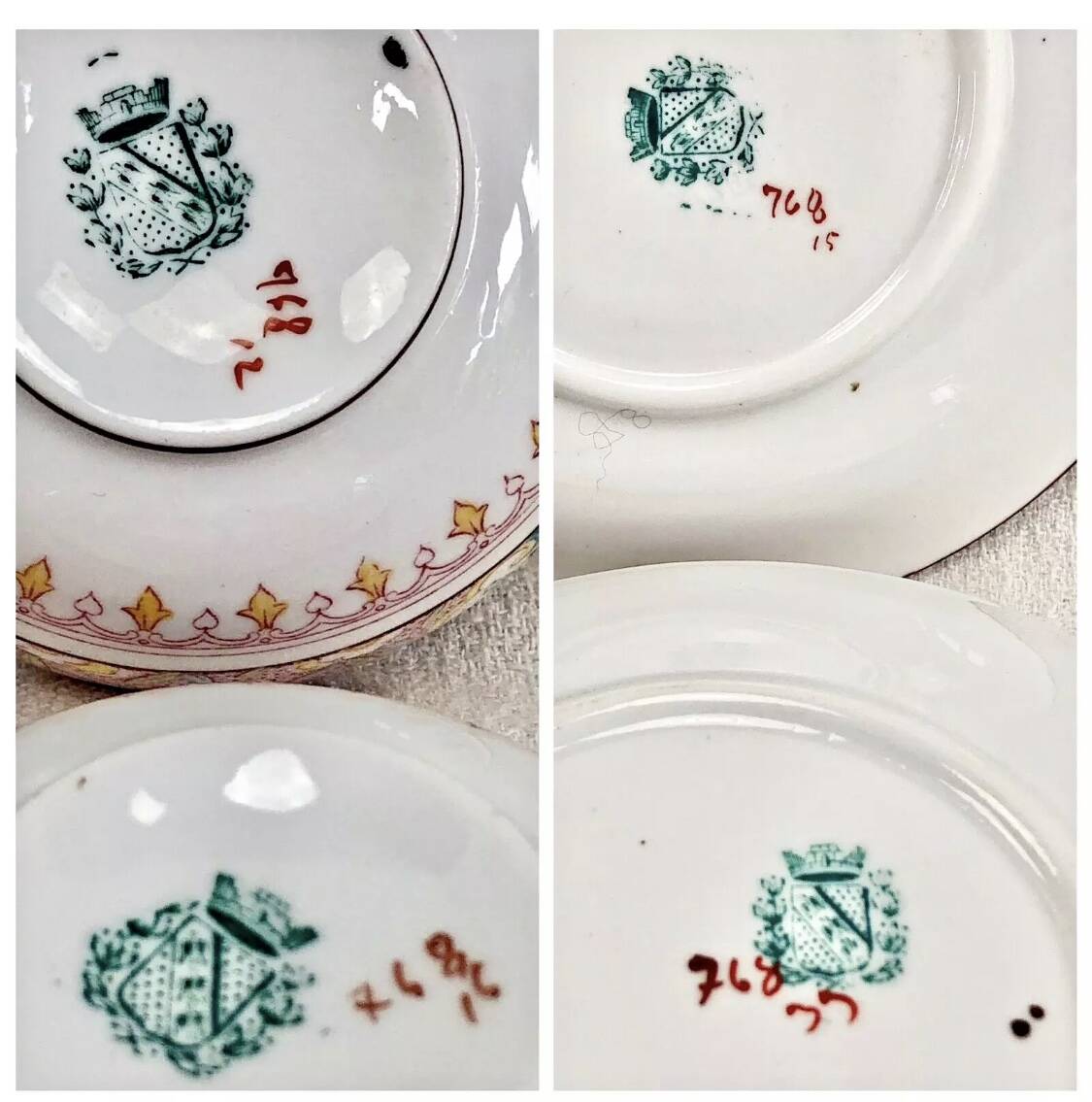 2 old Sarreguemines Minton porcelain tea cups + saucers