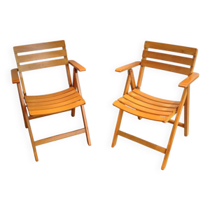 Paire de fauteuils pliants - vernis