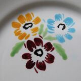 3 dessert plates earthenware Salins France hand-painted