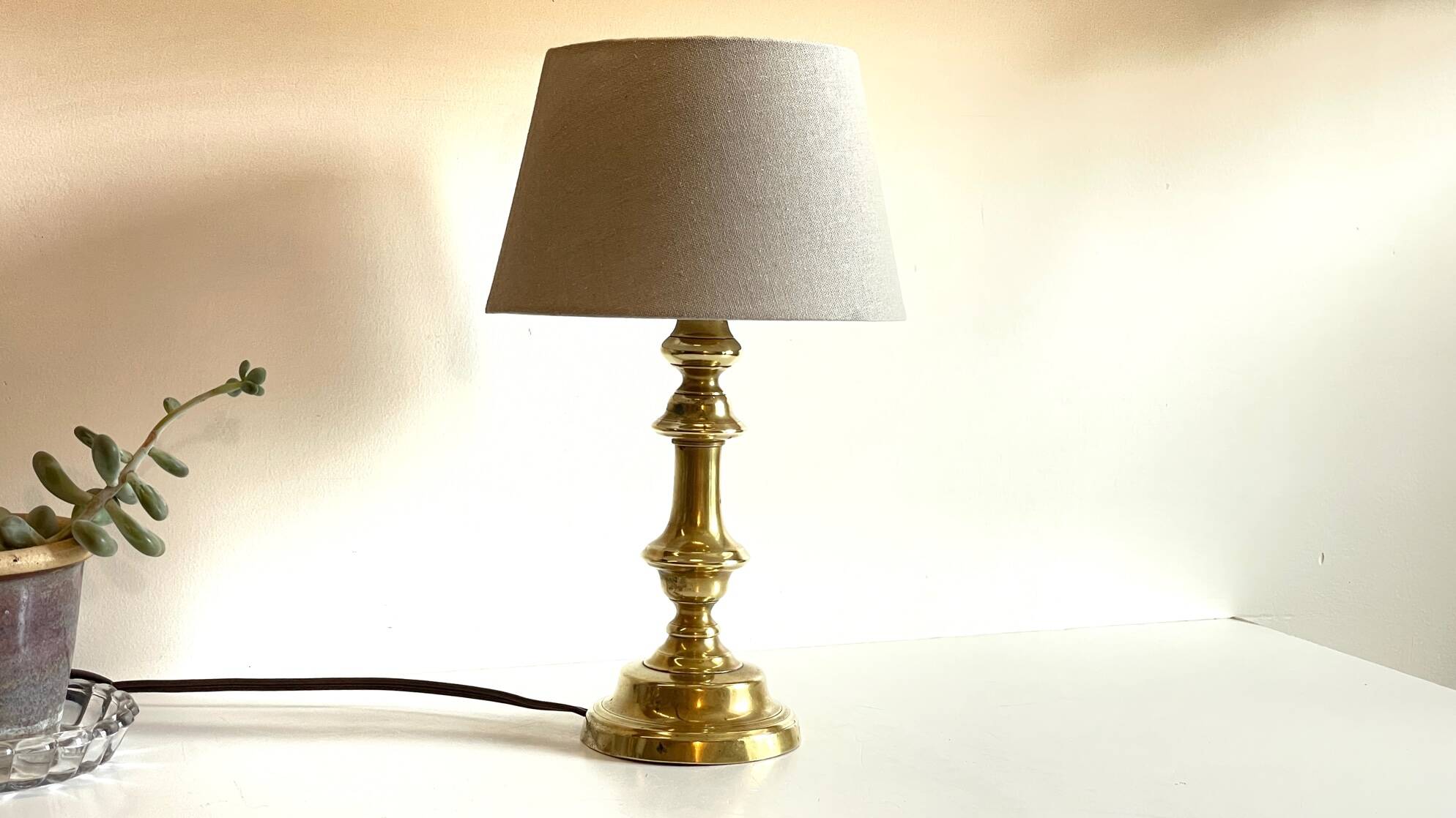Lamp chic old solid brass candle holder