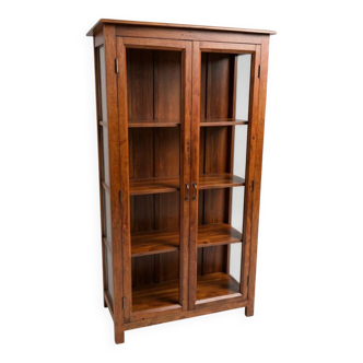 Grande vitrine / vaisselier en bois exotique. 175 cm. Deco vintage