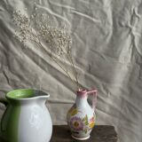 Mini vase with stylised flowers in green and yellow roses, H15.5.