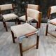 6 vintage chairs in wood, metal and fabric
