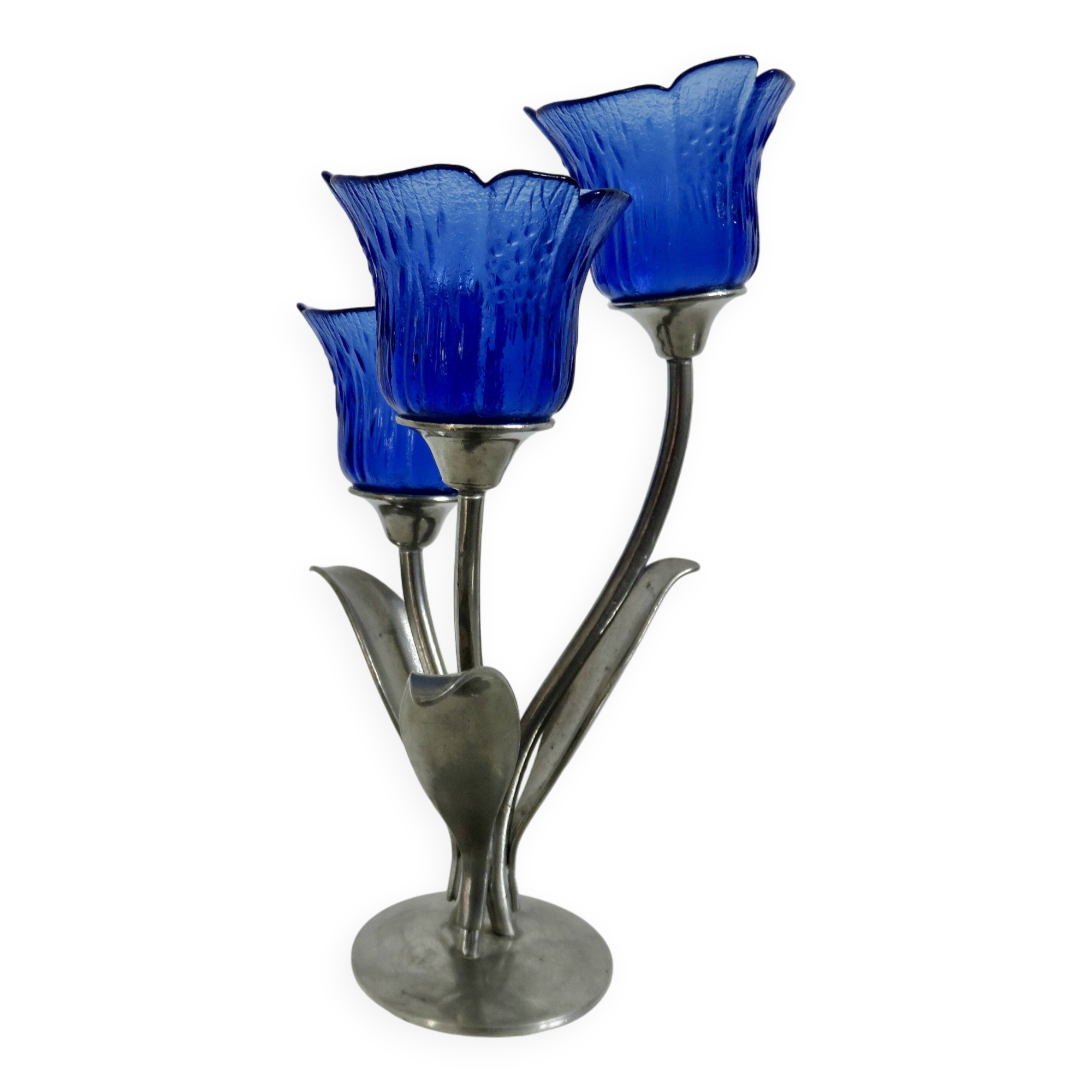 Silver-plated pewter candlestick signed Jean Goardère, 1970