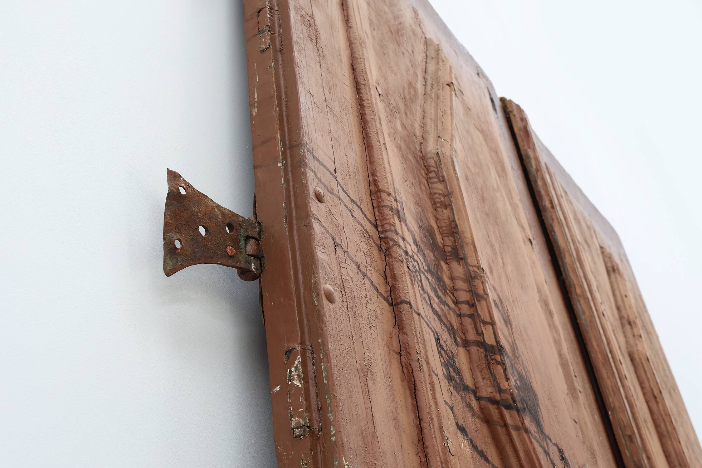 Large 17th century Monastery doors in terracotta lacquered oak, Portugal