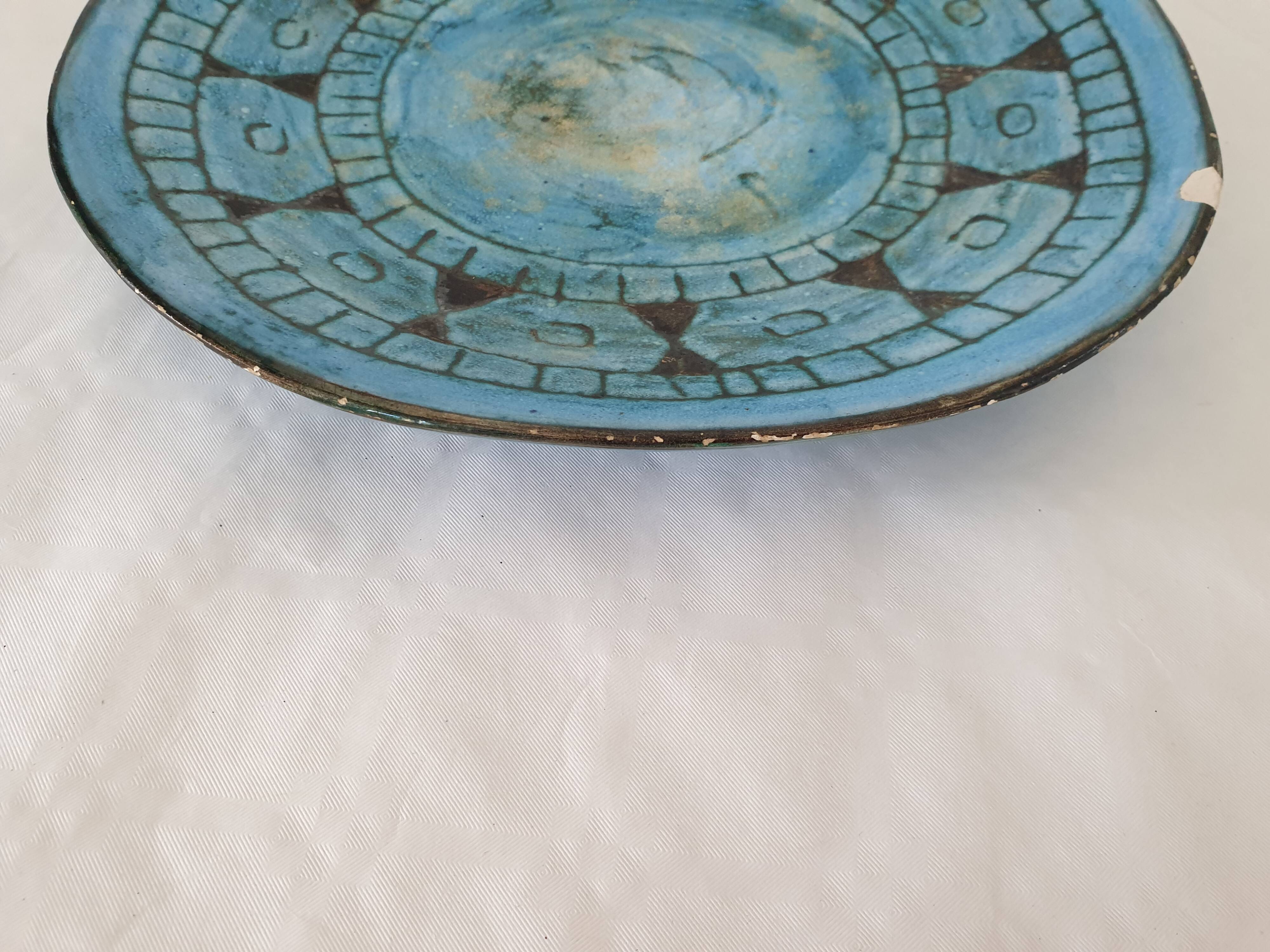 Vintage ceramic plate 60's 70's - Signed A. Maunier (Vallauris) 29cm