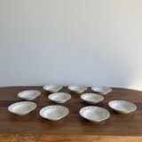 Set of 10 small soup plates with blue flower frieze pattern